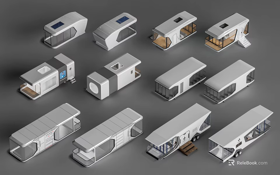 Modular Holiday Home Buildings Modern White Exterior With Solar Panels And Windows 3d model 