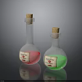 Decorative Glass Potion Bottles With Cork Stoppers Pink And Green Liquids