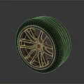 Black Car Tire With Stylish Alloy Wheel Rim And Tread Pattern