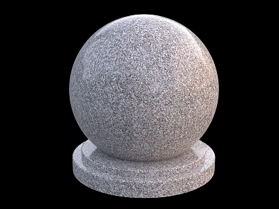 Decorative Gray Granite Sphere Ornament With Textured Surface And Base 3d model