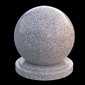 Decorative Gray Granite Sphere Ornament With Textured Surface And Base 3d model