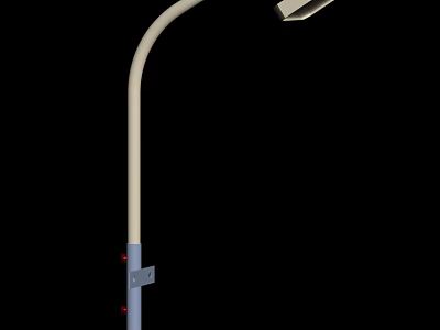Modern Outdoor Street Light With Curved Metal Pole And Rectangular Lamp Head 3d model
