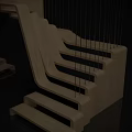 Modern Wooden Staircase With Curved Steps Geometric Structure And Reflective Surface Design