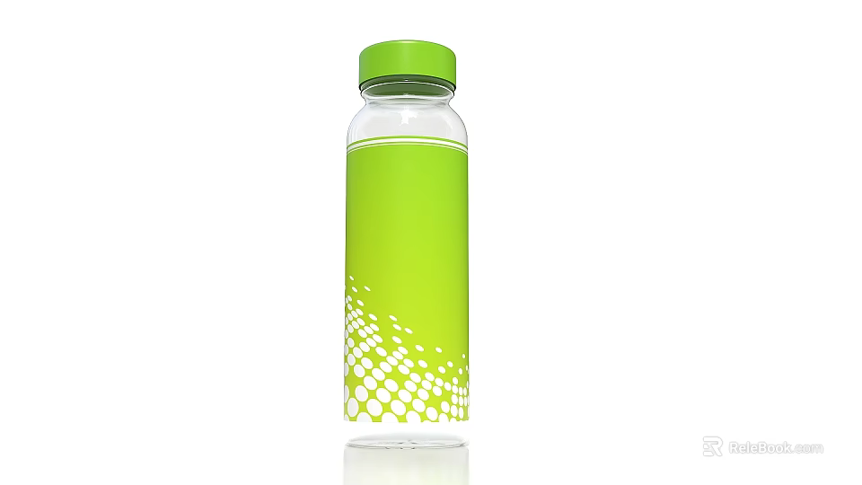 Stylish Photo Spot Featuring Green Cap Transparent Bottle With Dotted Pattern 3d model 