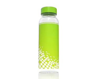 Stylish Photo Spot Featuring Green Cap Transparent Bottle With Dotted Pattern 3d model