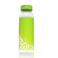 Stylish Photo Spot Featuring Green Cap Transparent Bottle With Dotted Pattern