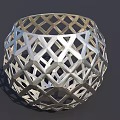 Silver Hollow Spherical Garden Ornament with Intricate Geometric Pattern Design