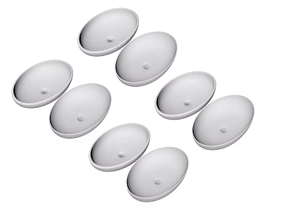 Multiple Ceramic Oval White Bathroom Washbasins With Smooth Surface And Round Edges 3d model