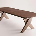 Modern Wooden Dining Table With Crossed X Shaped Legs And Smooth Surface 3d model