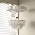 Elegant Modern Chandelier With White Circular Ceiling Plate And Clear Glass Pendants In Bright Interior