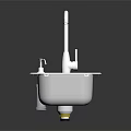 Modern White Square Washbasin With Sleek White Faucet In Bathroom Design