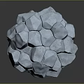 Gray Stone Mosaic Sphere Sculpture With Irregular Geometric Block Texture 3d model