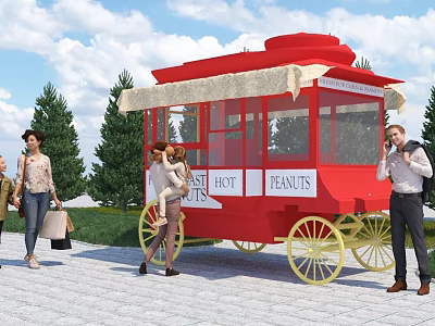 Park Commercial Street Vans Popcorn Trolley Roadside Meichen Night Market 3d model