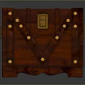 Square Red Wooden Vintage Trunk With Brass Rivets And Decorative Lock