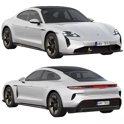 White Car Front And Rear View Displays 3d model