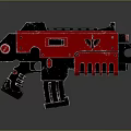 Futuristic Sci-Fi Weapon With Red And Black Metal Structure And Mechanical Details