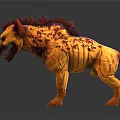 Detailed Fierce Hyena Character With Yellow Red Flaming Spotted Texture