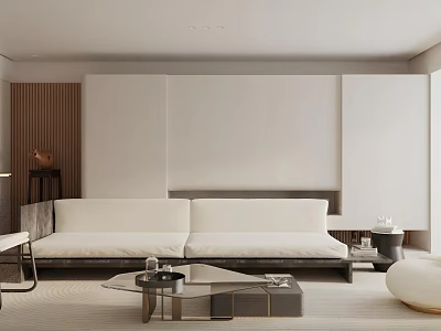 Modern Living Room Interior With White Sofa Coffee Table And Wooden Decor 3d model