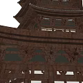 Traditional Chinese Pagoda With Multiple Floors Golden Spire Black Roof And Wooden Structure