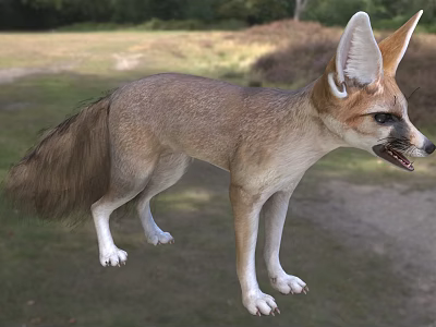 Fennec Fox In Outdoor Grassland Surroundings 3d model