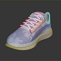 Light Purple and White Casual Sports Sneakers With Floral Pattern And Lace Up Design