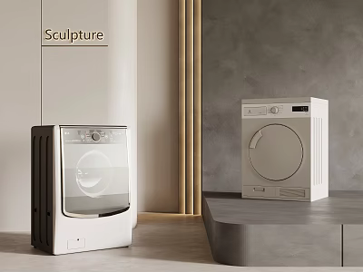 Two Modern Washing Machines With Sleek Design In Minimalist Interior Space 3d model