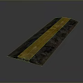Long Dark Colored Strip Featuring Yellow Stripe And Textured Exterior Look