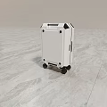Elegant Modern White Suitcase With Wheels And Handle On Marble Floor 3d model