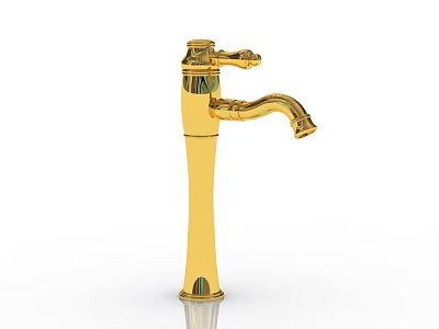 Elegant Golden Faucet With Sleek Curved Spout And Modern Stylish Design 3d model