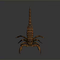 Realistic Brown Striped Scorpion 3D Model With Detailed Exoskeleton And Claws