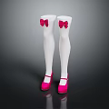 White Thigh High Socks With Pink Bows And Stylish Pink Shoes Fashion