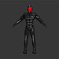 Humanoid Robot Character Featuring Silver Armor Red Helmet And Muscular Body Design