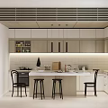 Modern Kitchen Interior Design With Island Counter Cabinets Lighting And Black Chairs