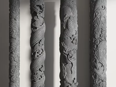 Chinese-style pillar carving pillar 3d model