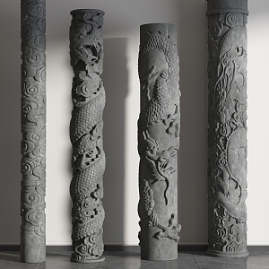 Chinese-style pillar carving pillar 3d model