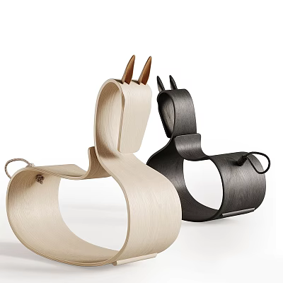 Unique Wooden Leisure Chair Design with Ear Shaped Details in Light and Dark Tones 3d model