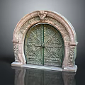 Gate House Wooden Fence Wooden Box Shelf Stone Gate House Gate Post Stone Gate Post Ruin Gate Post Arch Stone Post 3d model