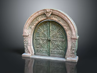 Gate House Wooden Fence Wooden Box Shelf Stone Gate House Gate Post Stone Gate Post Ruin Gate Post Arch Stone Post 3d model