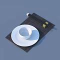 Daily Living Tableware White Bowl On Plate With Dark Placemat Black Chopsticks And Golden Rest