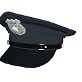 Police Hat With Dark Blue Design Badge And Black Leather Strap