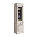 Traditional Black Bookcase With Glass Doors Filled With Books And Wooden Base