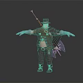 Detailed Fantasy Character Creature With Hat Staff Cape Gloves And Brown Pants Design