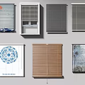 Stylish Window Blinds Featuring Various Designs Patterns And Materials For Home 3d model