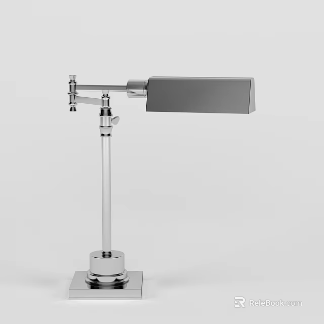 Modern Table Lamp with Adjustable Arm Square Shade and Stainless Steel Base 3d model