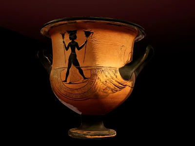 Ancient Greek Style Decorative Amphora Vase With Black Figure Design And Ornamental Details 3d model