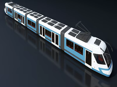Modern Metro Train With Blue White Exterior And Solar Panels On Roof 3d model Modern Metro Train With Blue White Exterior And Solar Panels On Roof 3d model