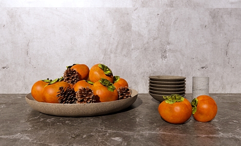 Modern Persimmon Fruit Vegetable Persimmon Fruit Plate Persimmon Decorative Plate 3d model