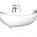 Oval Stone Bathtub With Textured Surface And Silver Faucet Design