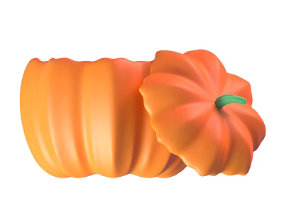 Orange Textured Decorative Pumpkin With Removable Lid Green Stem And Round Shape 3d model