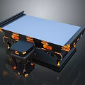 Traditional Chinese Style Black Desk With Ornate Golden Decorations And Carved Stool